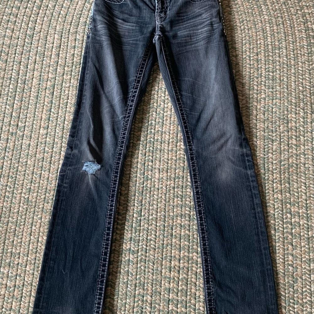 Black Skinny Jeans with Distressed Detail
